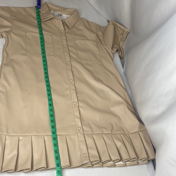 NWOT Vegan Leather Pleated Hem Dress - Hilary Macmillan sz X1 - Picture 9 of 9